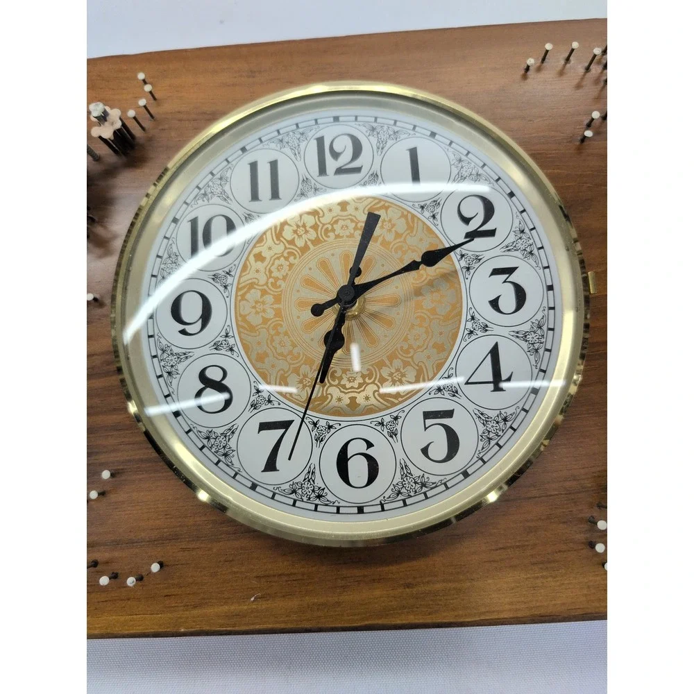 Pol-O-Craft Wall Clock Brown Vintage 1975 Nails In Bloom Floral NailArt 451-1
